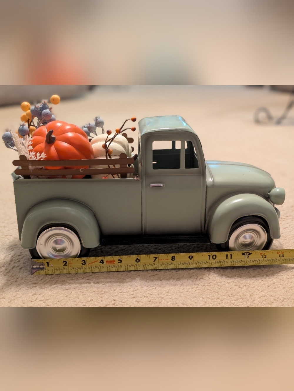 Decorative Sage Green Metal Truck Planter - Home Accents